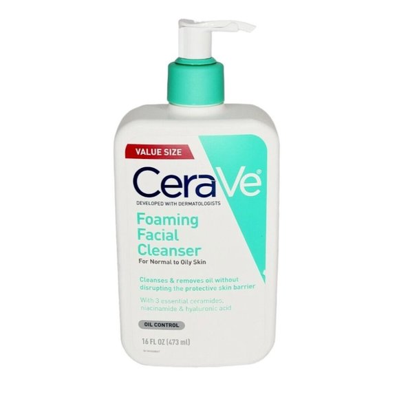 CeraVe Foaming Facial Cleanser Normal to Oily Skin 16 fl oz JUMBO VALUE SIZE NEW - Picture 1 of 3